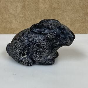 Vtg Wolf Original Rabbit Hare Carved Soapstone Figurine Canada - Read